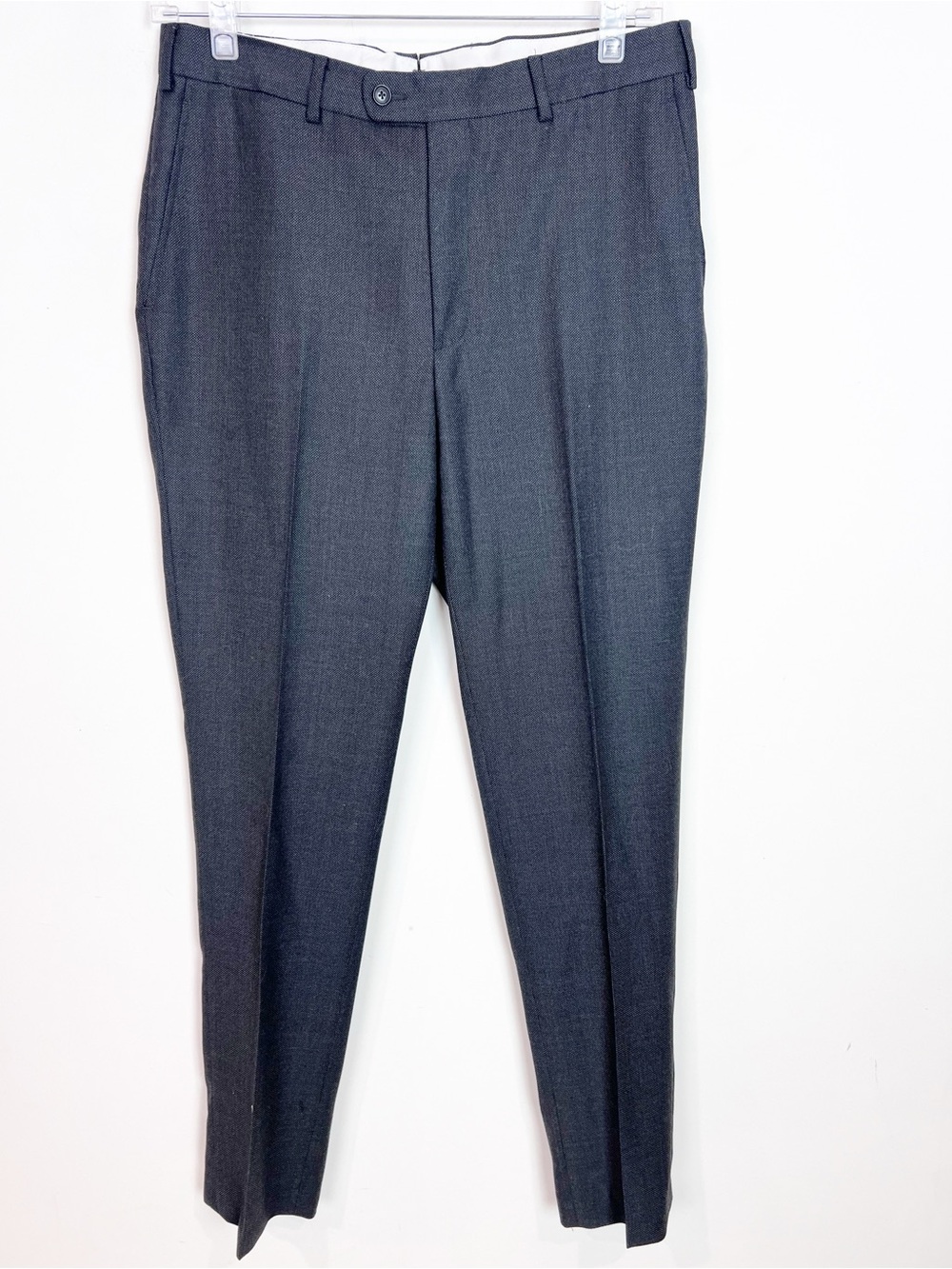 SUIT SUPPLY GRAY MICRO DOT TEXTURED WEAVE PANTS FLAT FRONT TAPERED LEG SZ 34 - Picture 1 of 5